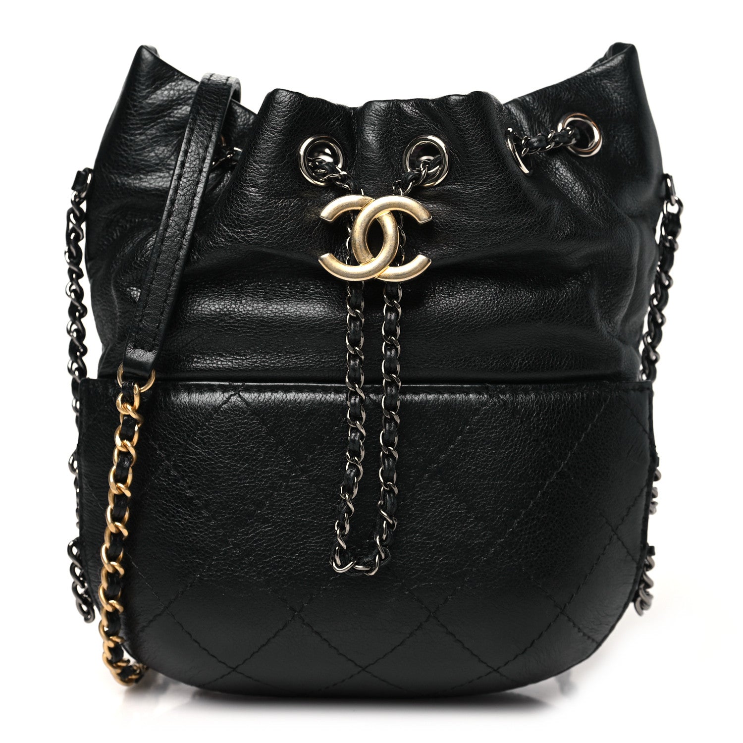 Chanel Calfskin Quilted Small Gabrielle Bucket Black 1 of 10