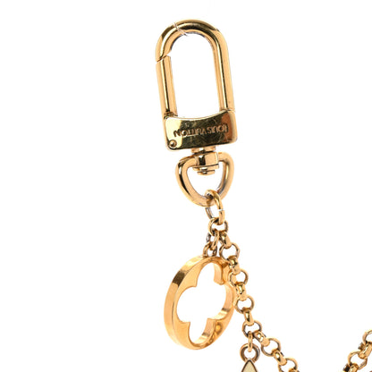 Louis Vuitton Brass Enamel Fleur De Monogram Bag Charm Chain Gold 3 of 5