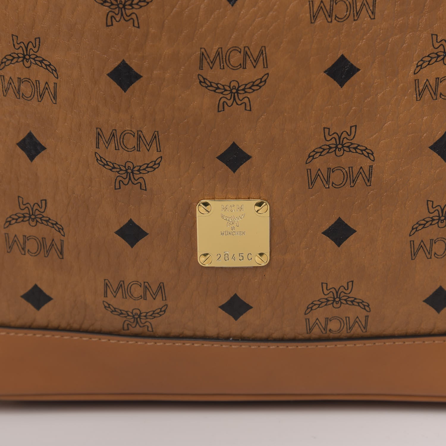 MCM Visetos Small Heritage Drawstring Bucket Bag Cognac 9 of 10