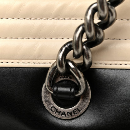 Chanel Glazed Calfskin Boy Tote Black Beige 24 of 26
