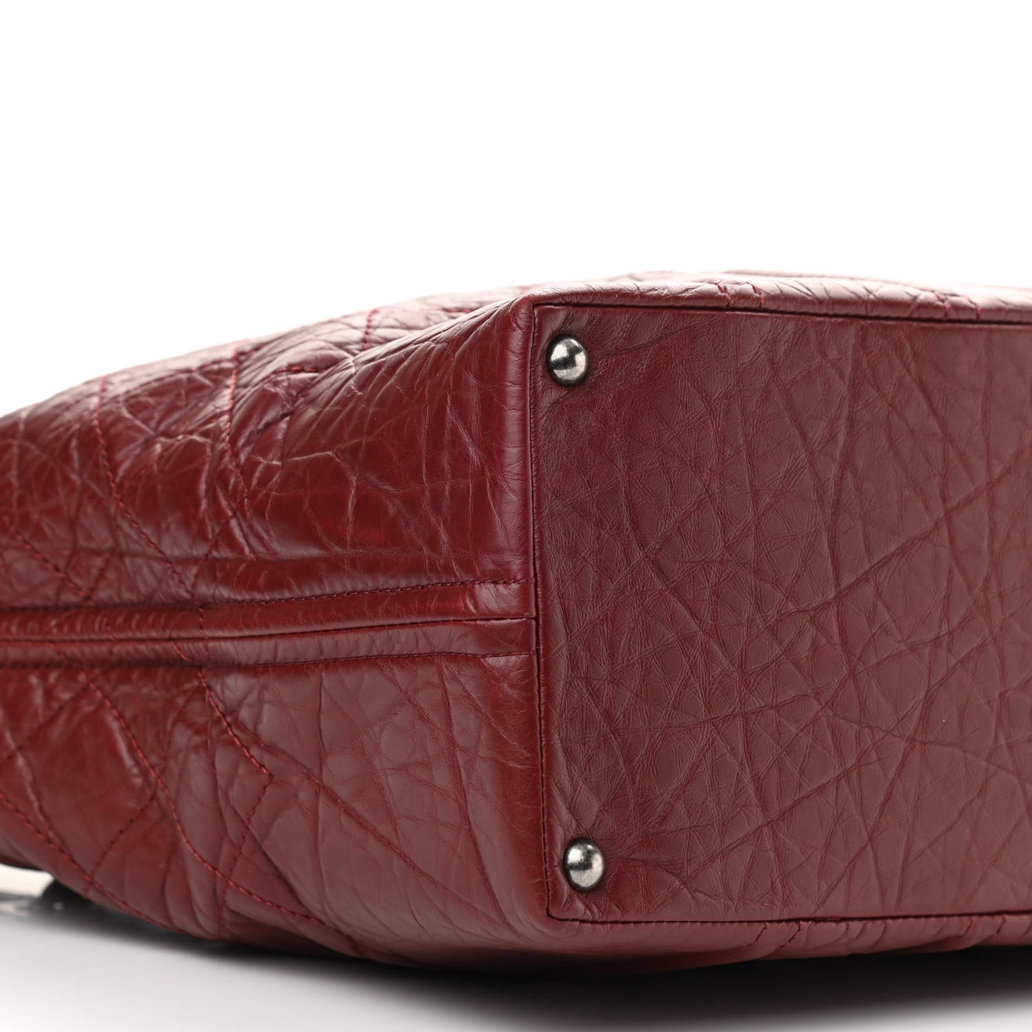 Aged Calfskin Large Shopping In Moscow Tote Burgundy