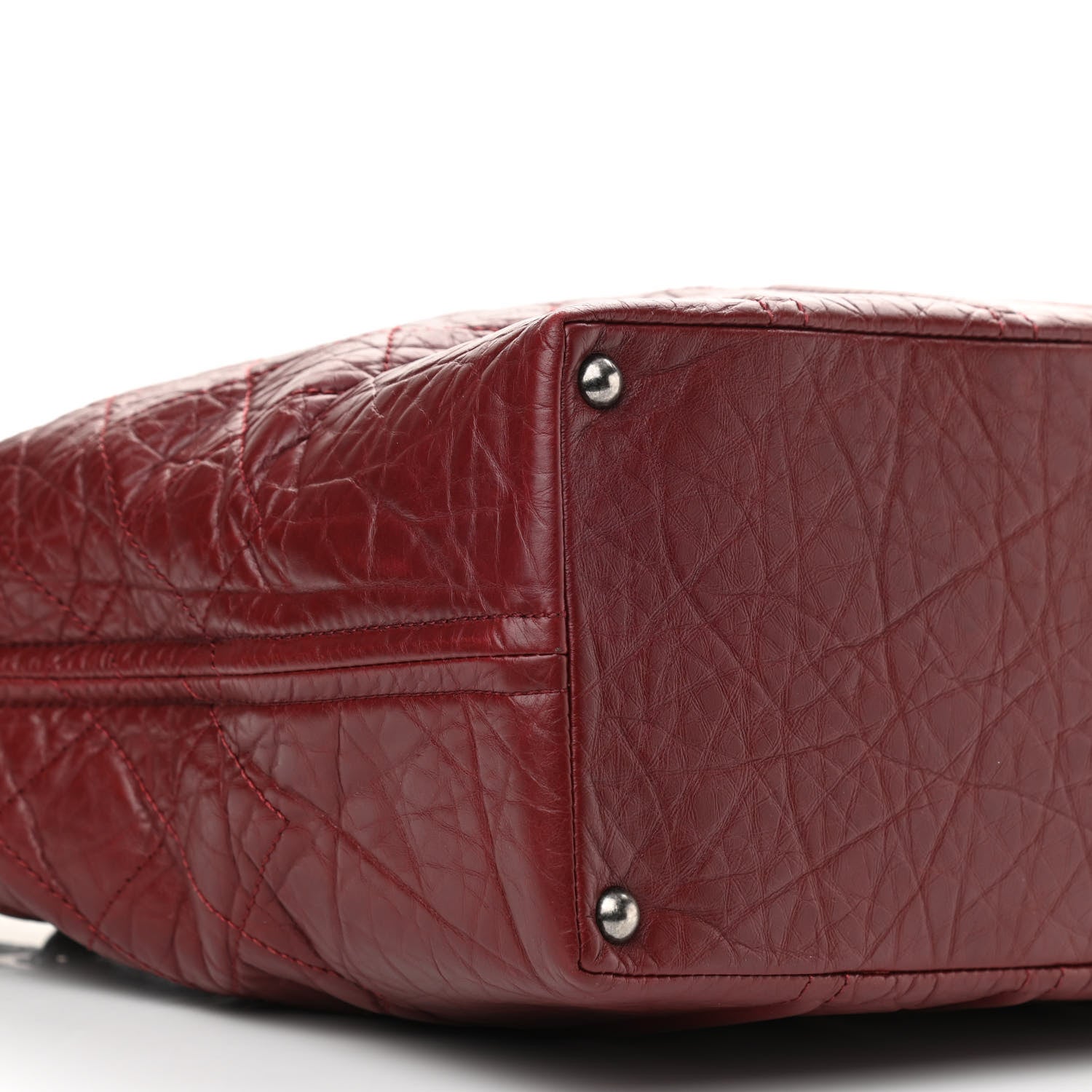 Chanel Aged Calfskin Large Shopping In Moscow Tote Burgundy 9 of 10