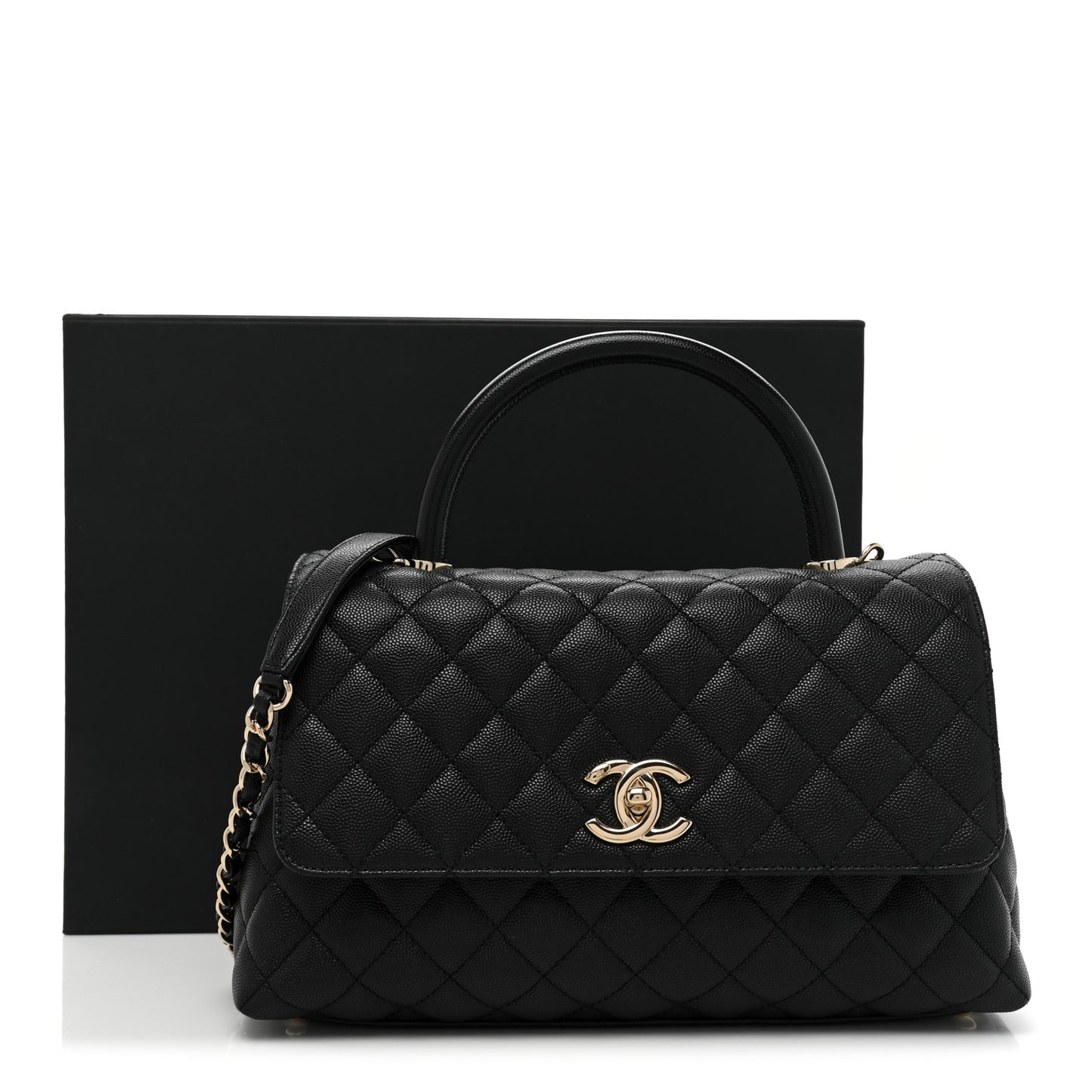 Caviar Quilted Small Coco Handle Flap Black