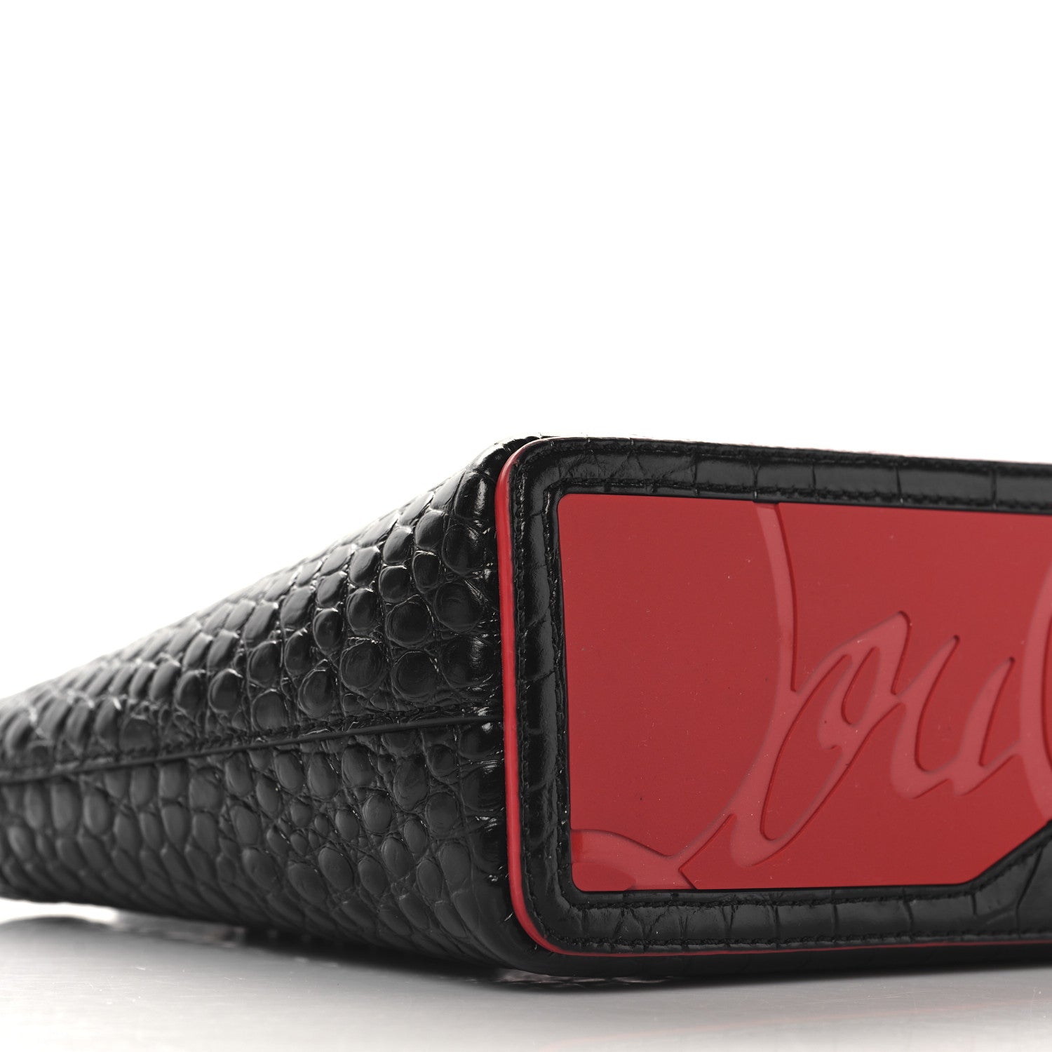 Christian Louboutin Calfskin Crocodile Embossed Mini East West Cabata Tote Black 9 of 10