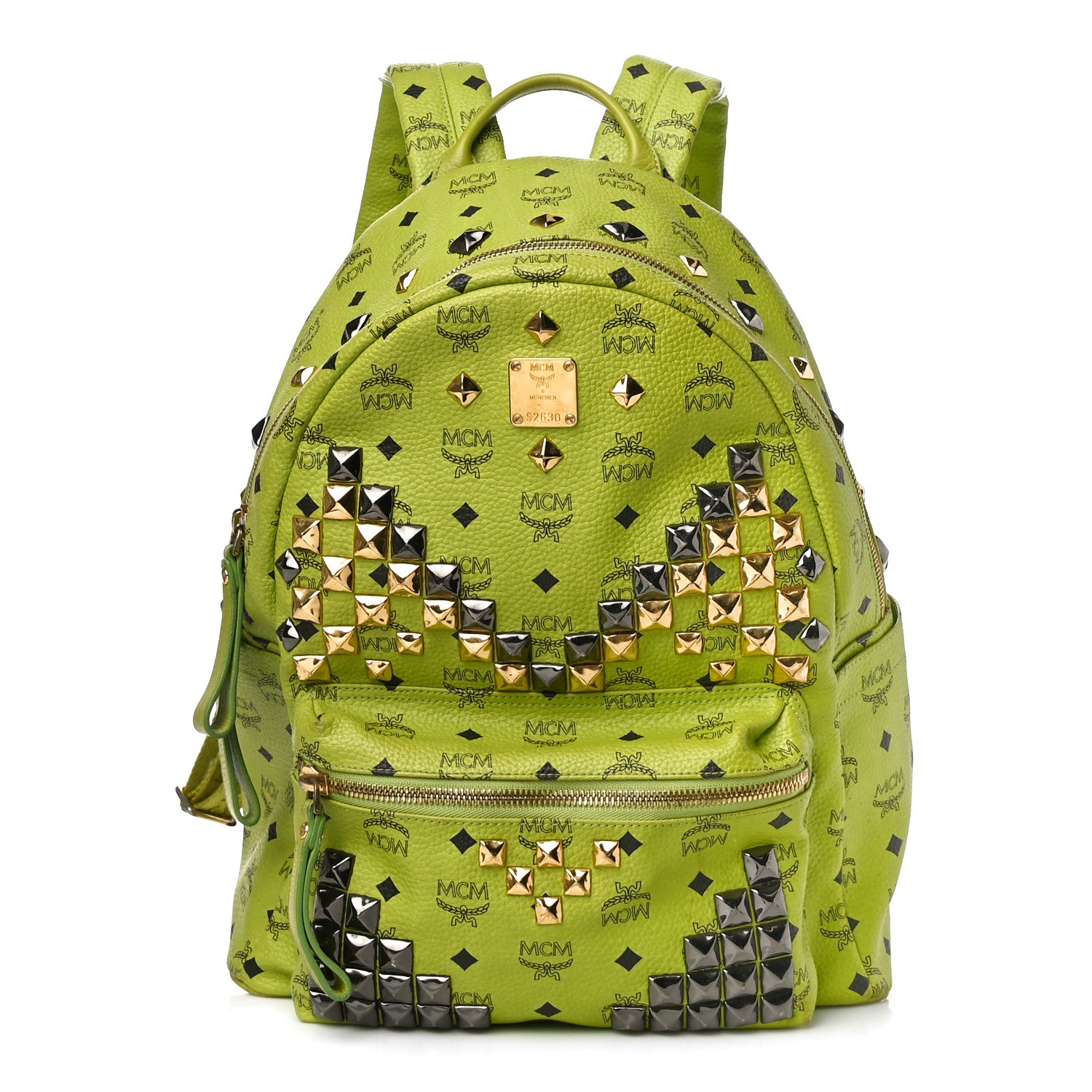 MCM Visetos Studded Medium Stark M Backpack Green 1 of 9