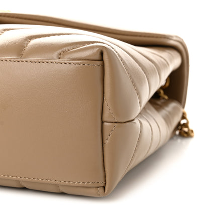 Saint Laurent Calfskin Y Quilted Monogram Small Loulou Chain Satchel Dark Beige 10 of 11