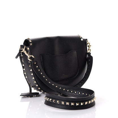 Valentino Garavani Vitello Large Rockstud Halfmoon Saddle Bag Black 2 of 11