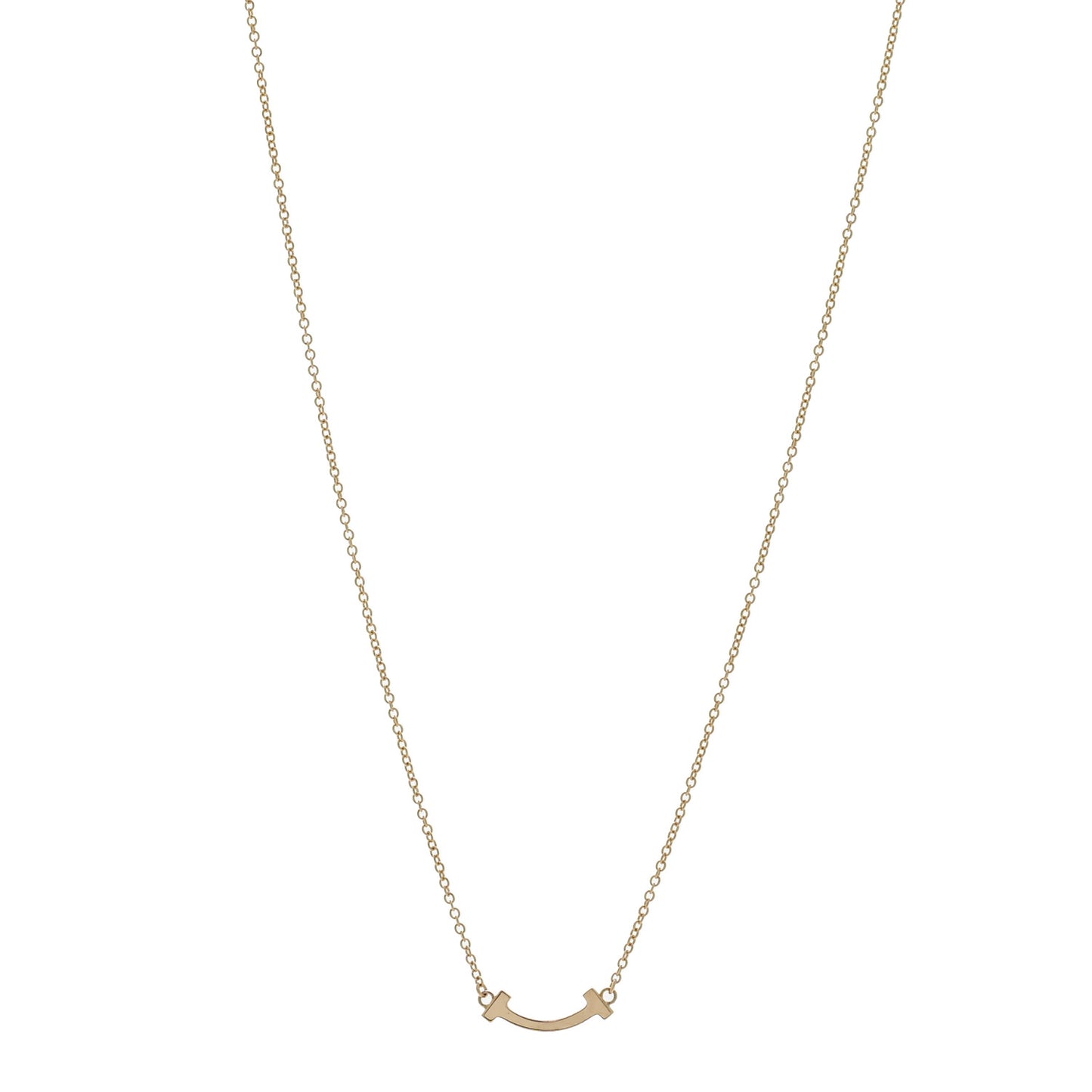 18K Yellow Gold Mini T Smile Pendant Necklace