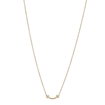 Tiffany 18K Yellow Gold Mini T Smile Pendant Necklace 1 of 5