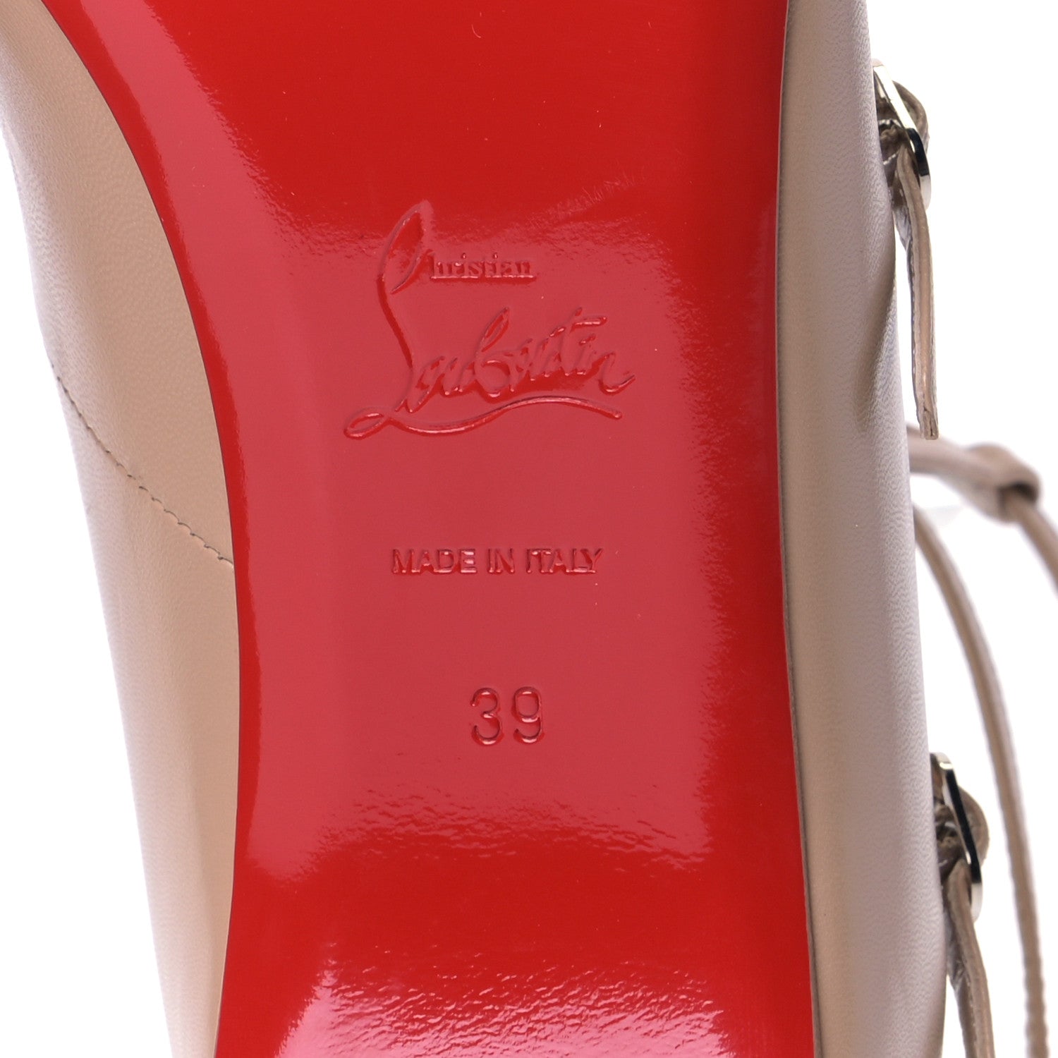 Christian Louboutin Kid Toerless Cage Flats 39 Nude 8 of 8