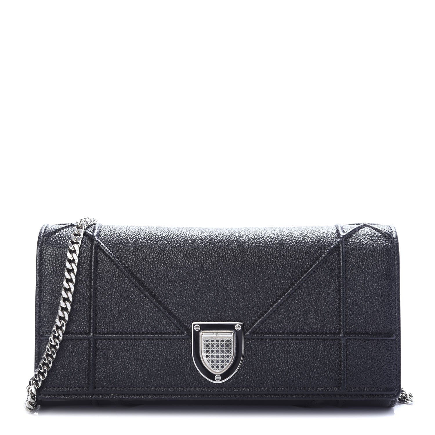 Christian Dior Grained Calfskin Diorama Croisiere Chain Wallet Black 1 of 11