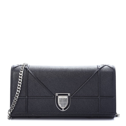 Christian Dior Grained Calfskin Diorama Croisiere Chain Wallet Black 1 of 11