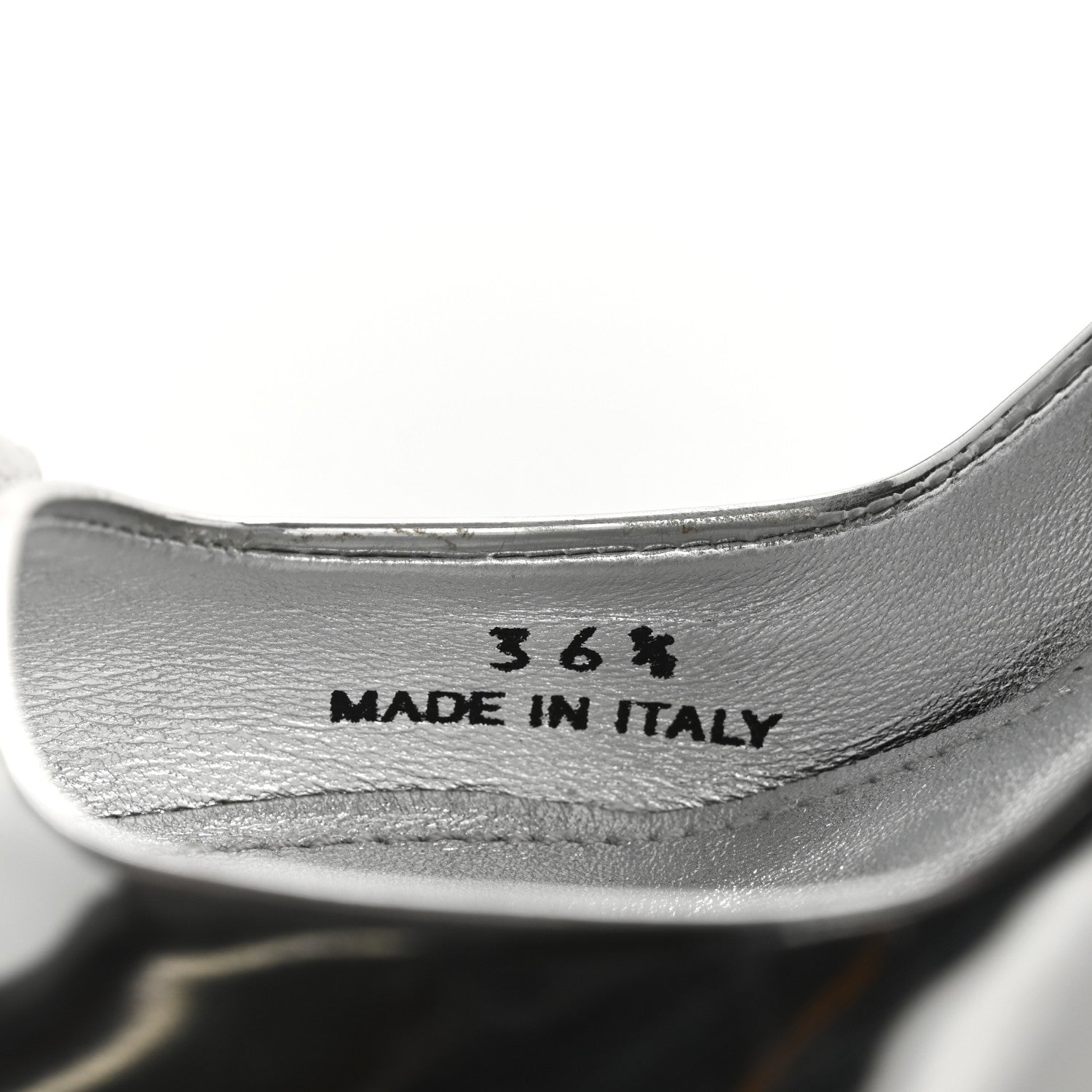 Prada Spazzolato Triangle Logo Pointed Toe 45mm Slingback Pumps 36.5 Argento 9 of 11