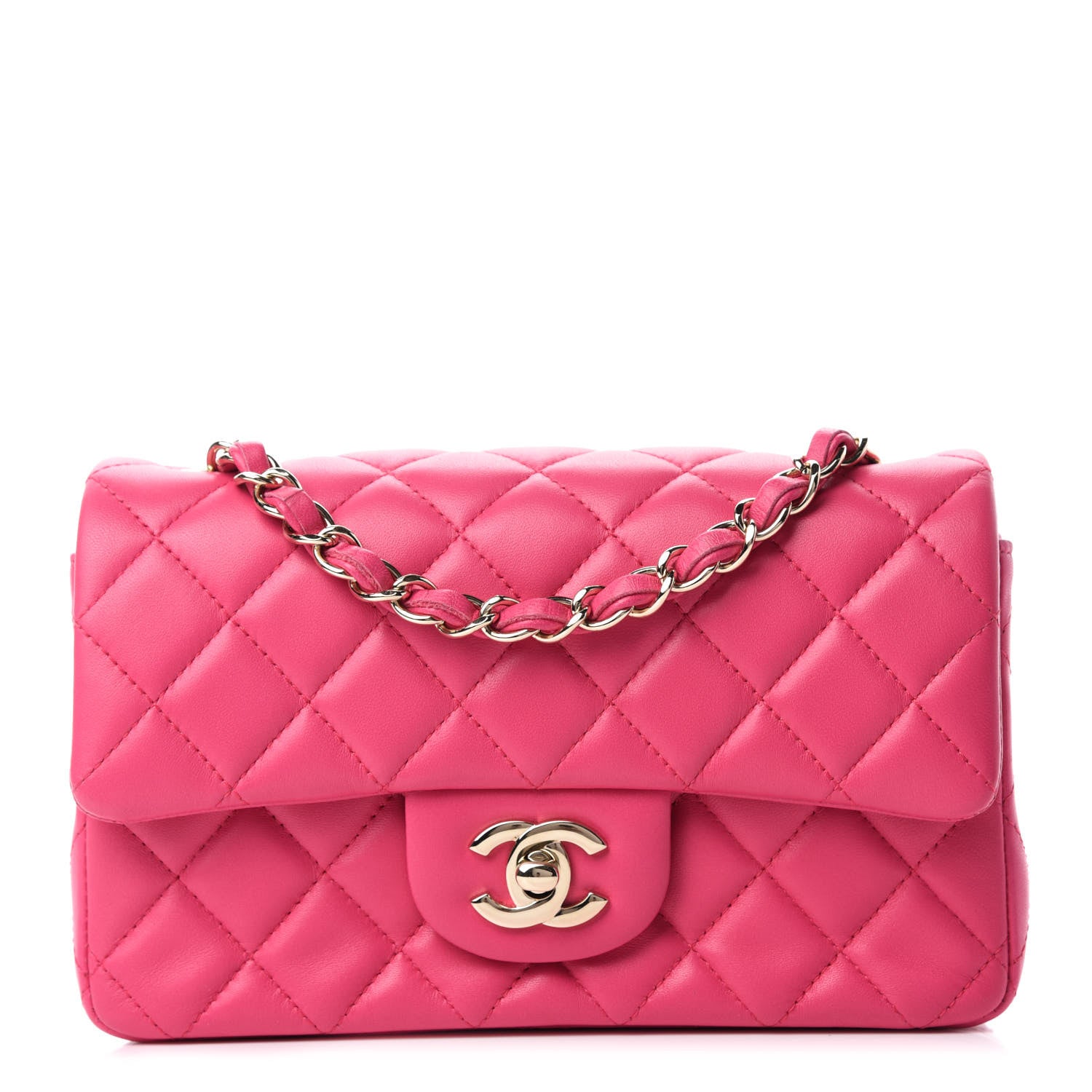 Chanel Lambskin Quilted Mini Rectangular Flap Dark Pink 1 of 11