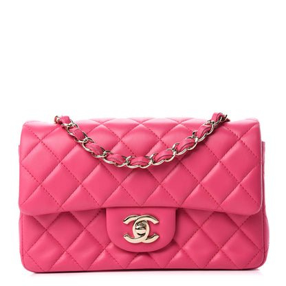 Chanel Lambskin Quilted Mini Rectangular Flap Dark Pink 1 of 11