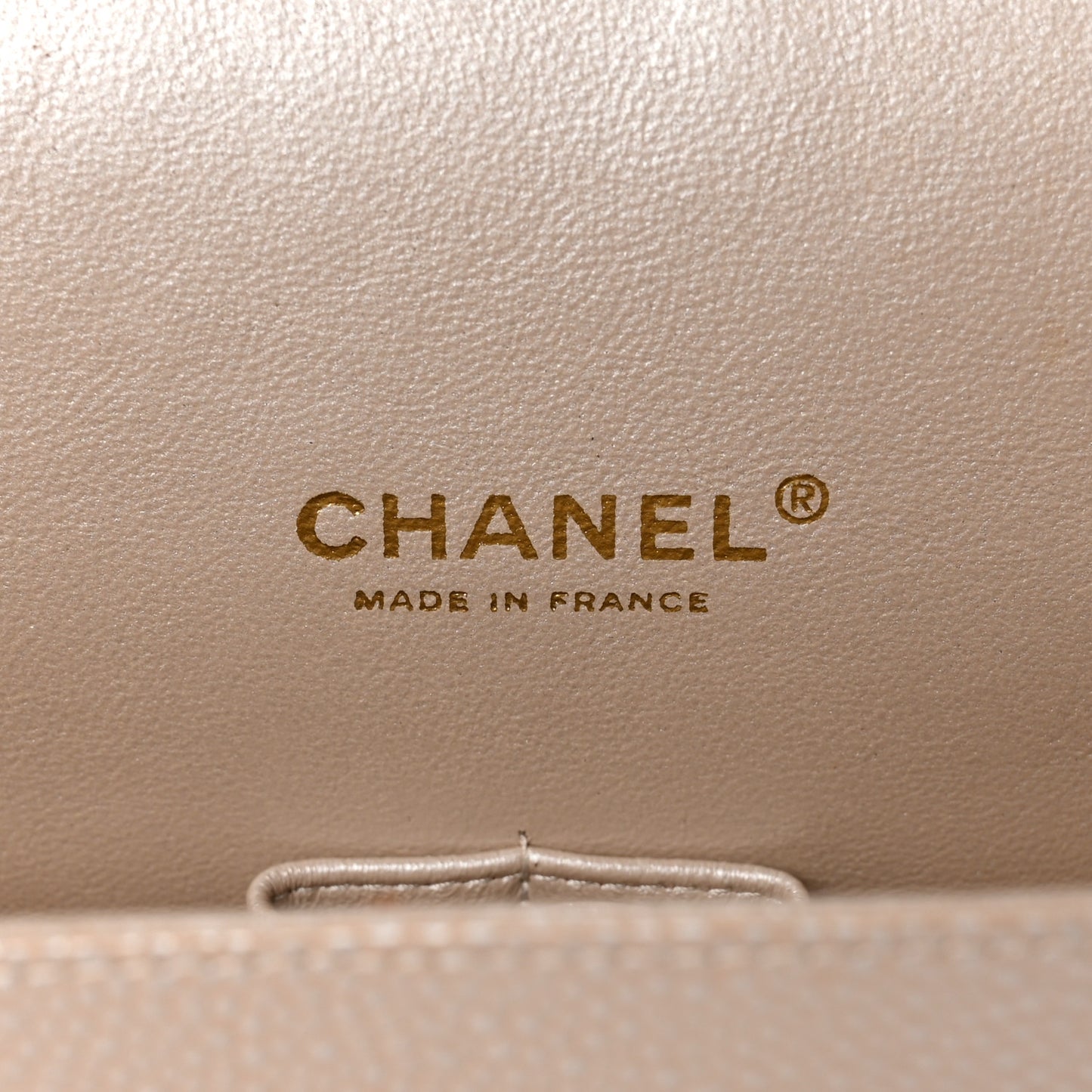 Metallic Caviar Quilted Maxi Double Flap Beige