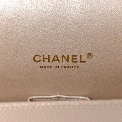 Chanel Metallic Caviar Quilted Maxi Double Flap Beige 6 of 13
