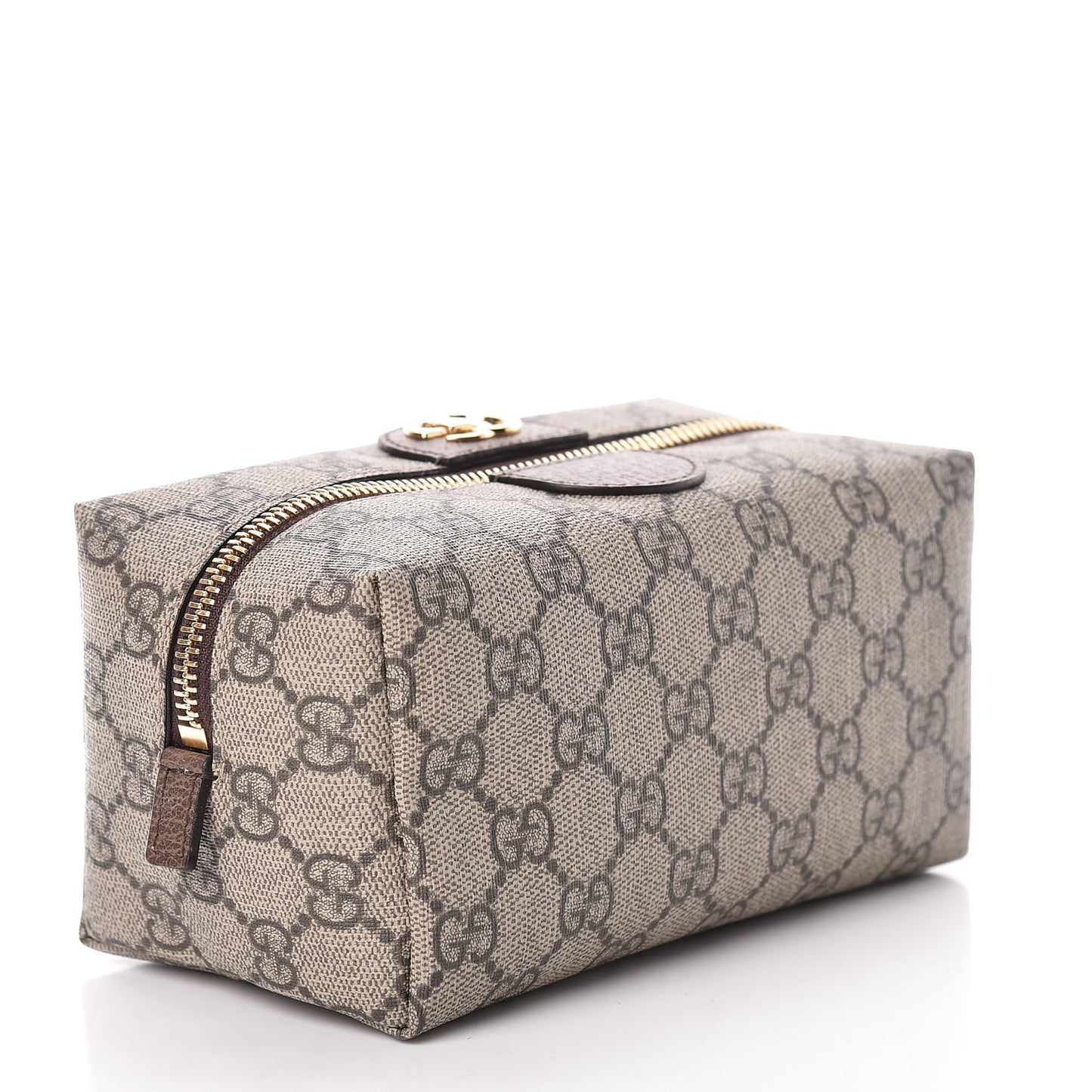 Soft GG Supreme Monogram Calfskin Medium Ophidia Cosmetic Case Beige Ebony New Acero