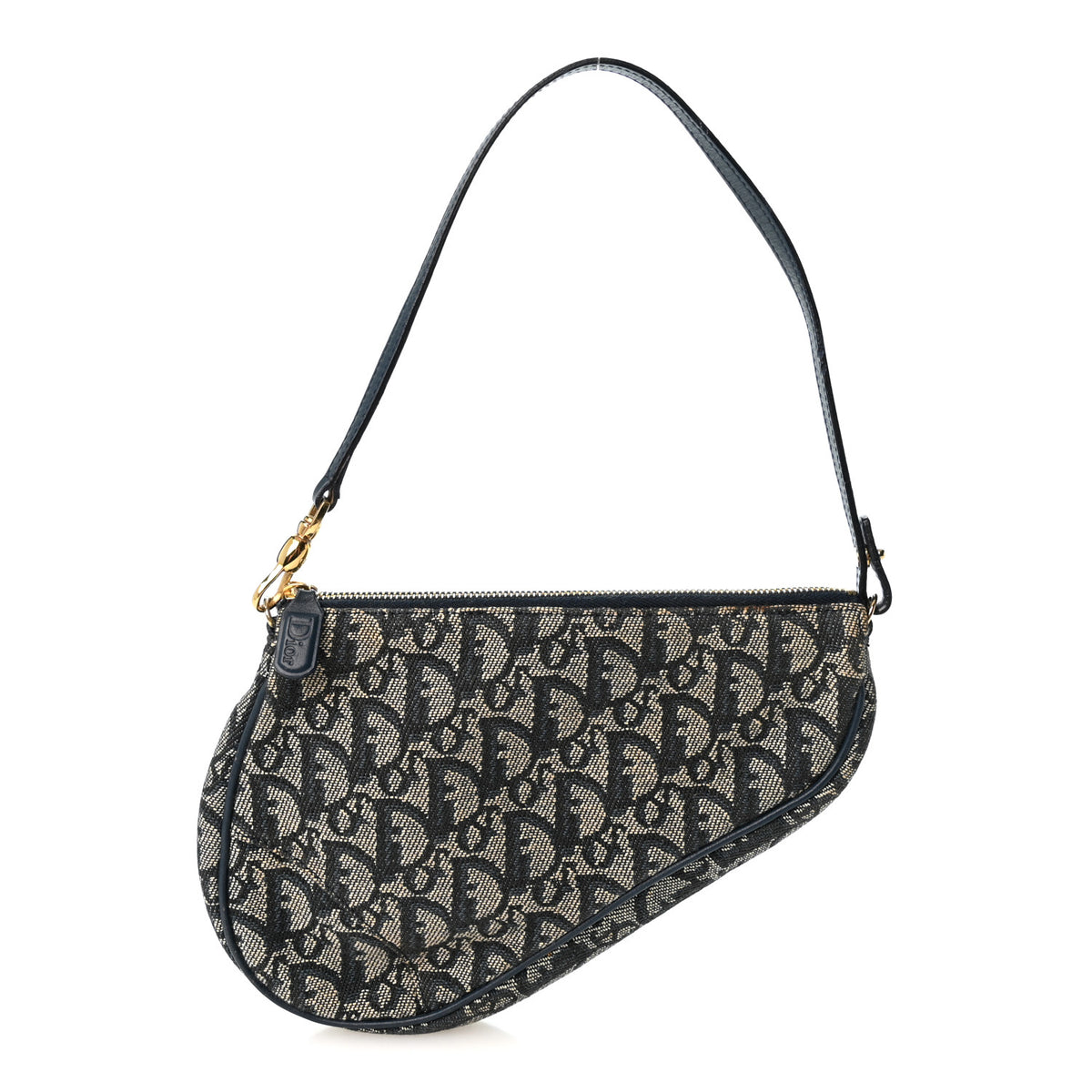 Christian Dior Monogram Mini Saddle Pochette Navy 1 of 10