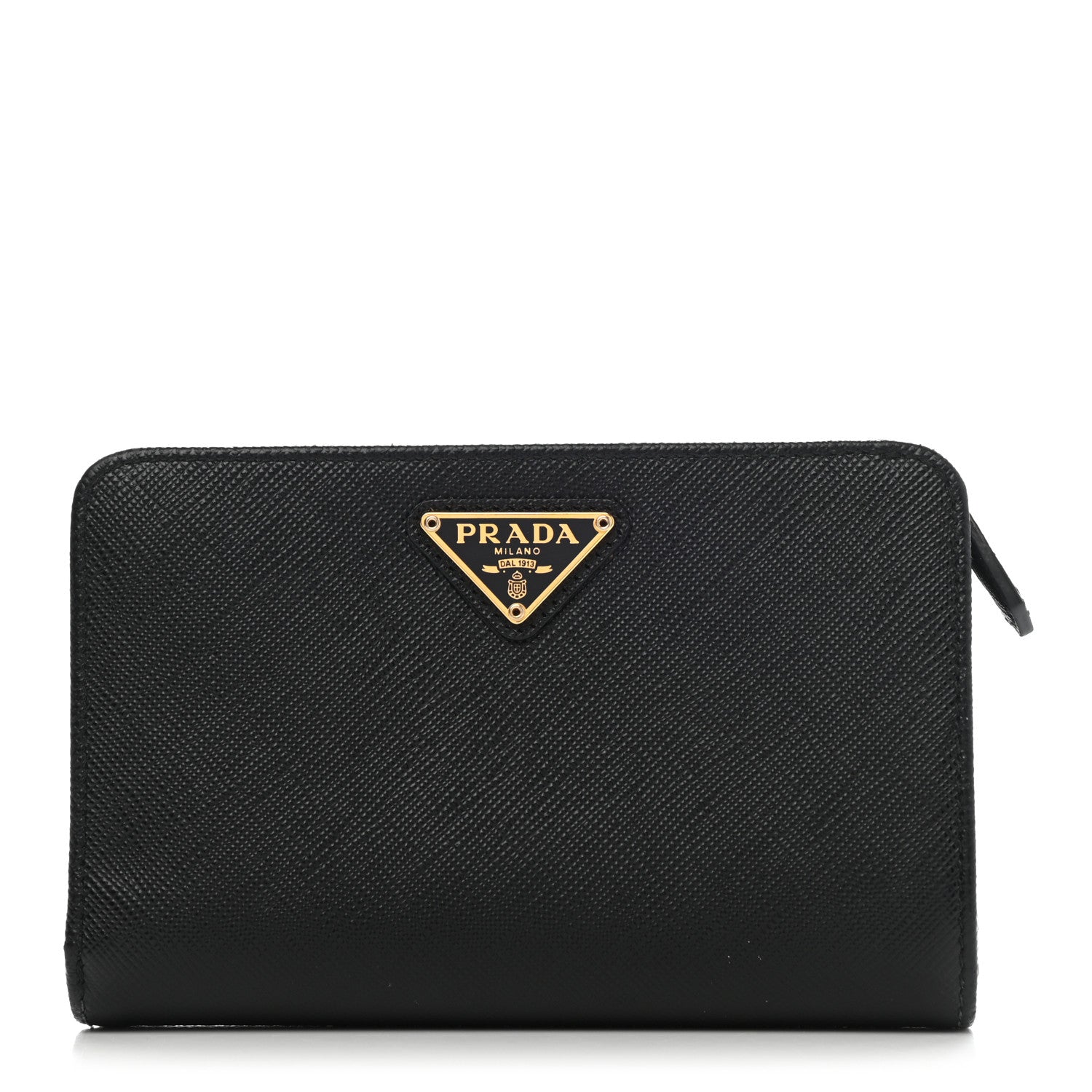 Prada Saffiano Metal Compact Wallet Black 1 of 8