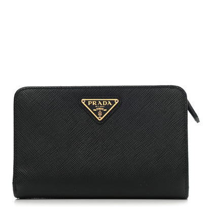 Prada Saffiano Metal Compact Wallet Black 1 of 8