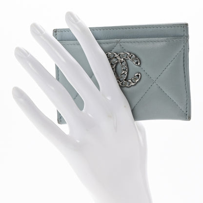 Chanel Lambskin Quilted Chanel 19 Card Holder Light Blue 2 of 11