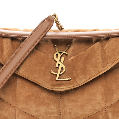 Saint Laurent Suede Calfskin Quilted Small Loulou Puffer Monogram Chain Satchel Cinnamon 8 of 10