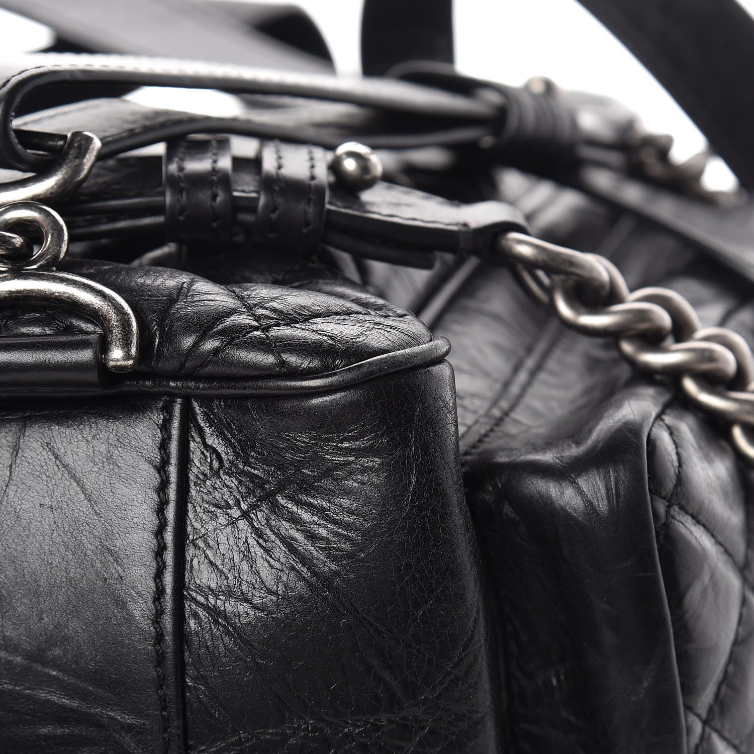 Chanel Aged Calfskin Quilted Large Casual Rock Backpack Black 11 of 15