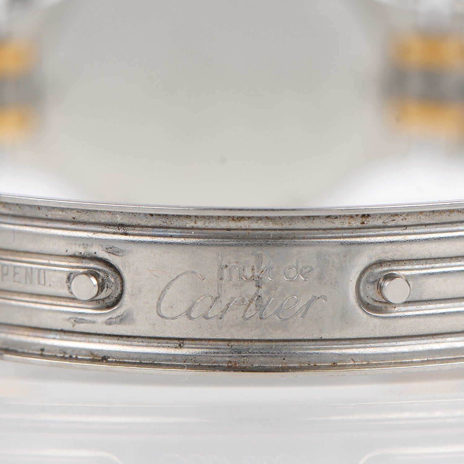 Cartier Stainless Steel 18K Yellow Gold 28mm Must De 21 Bullet Link Quartz Watch 10 of 11
