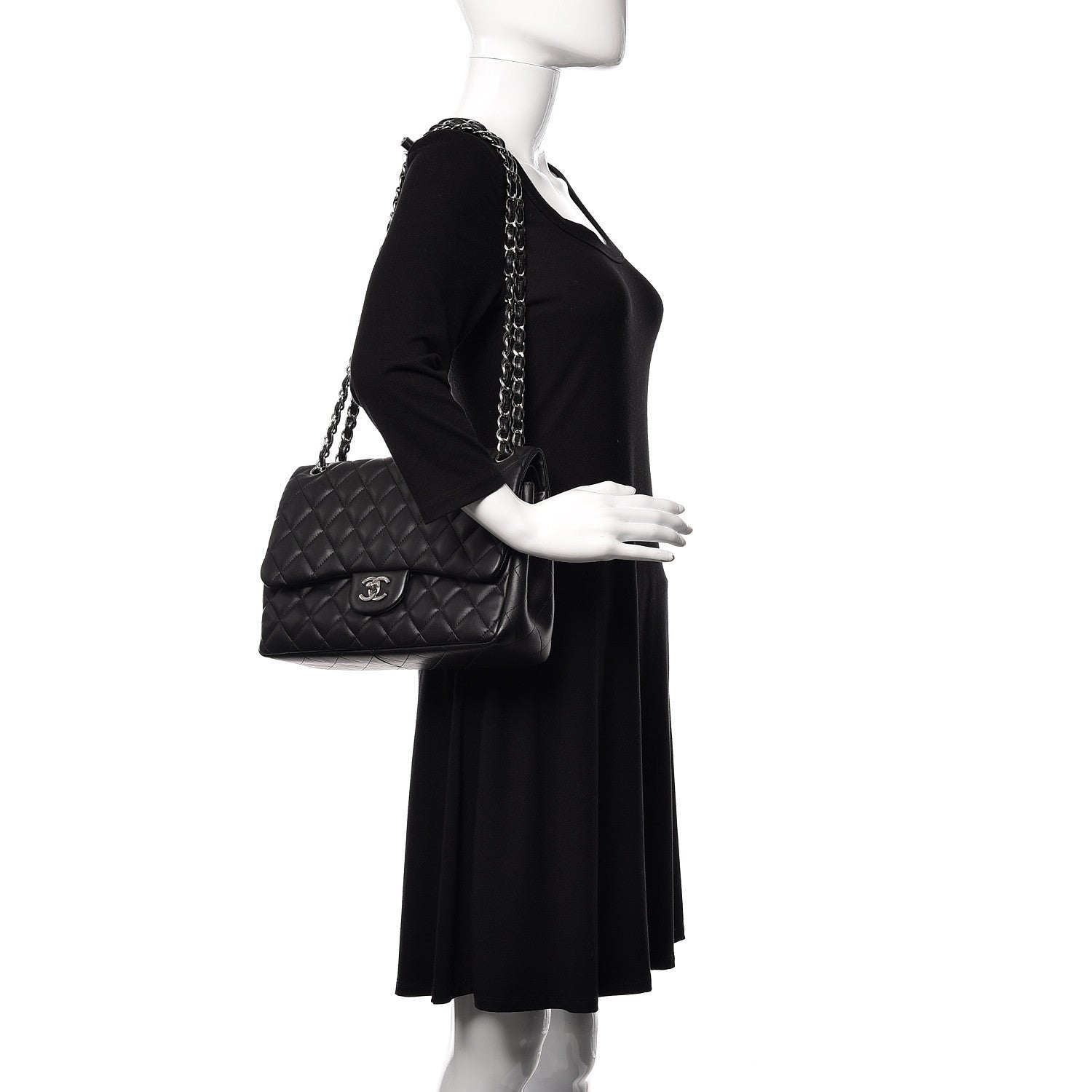 Chanel Lambskin Quilted Jumbo Double Flap Black 3 of 11