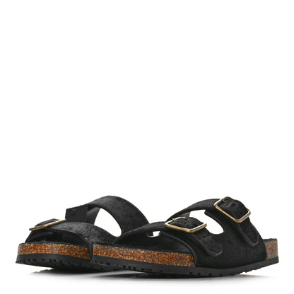 Saint Laurent Calf Hair Jimmy Cross Slides 37 Black 4 of 8