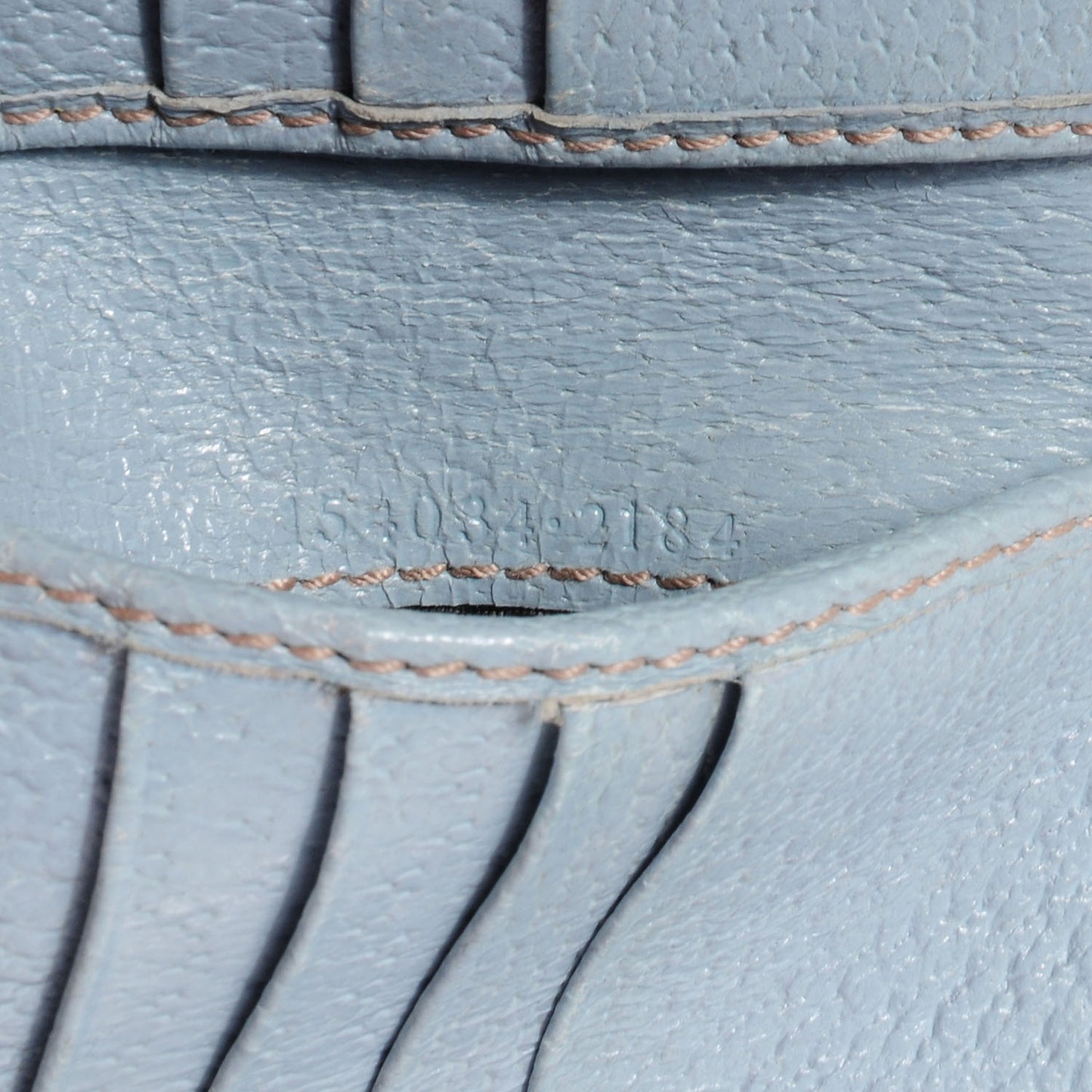 Leather Bamboo D Ring Compact Wallet Blue