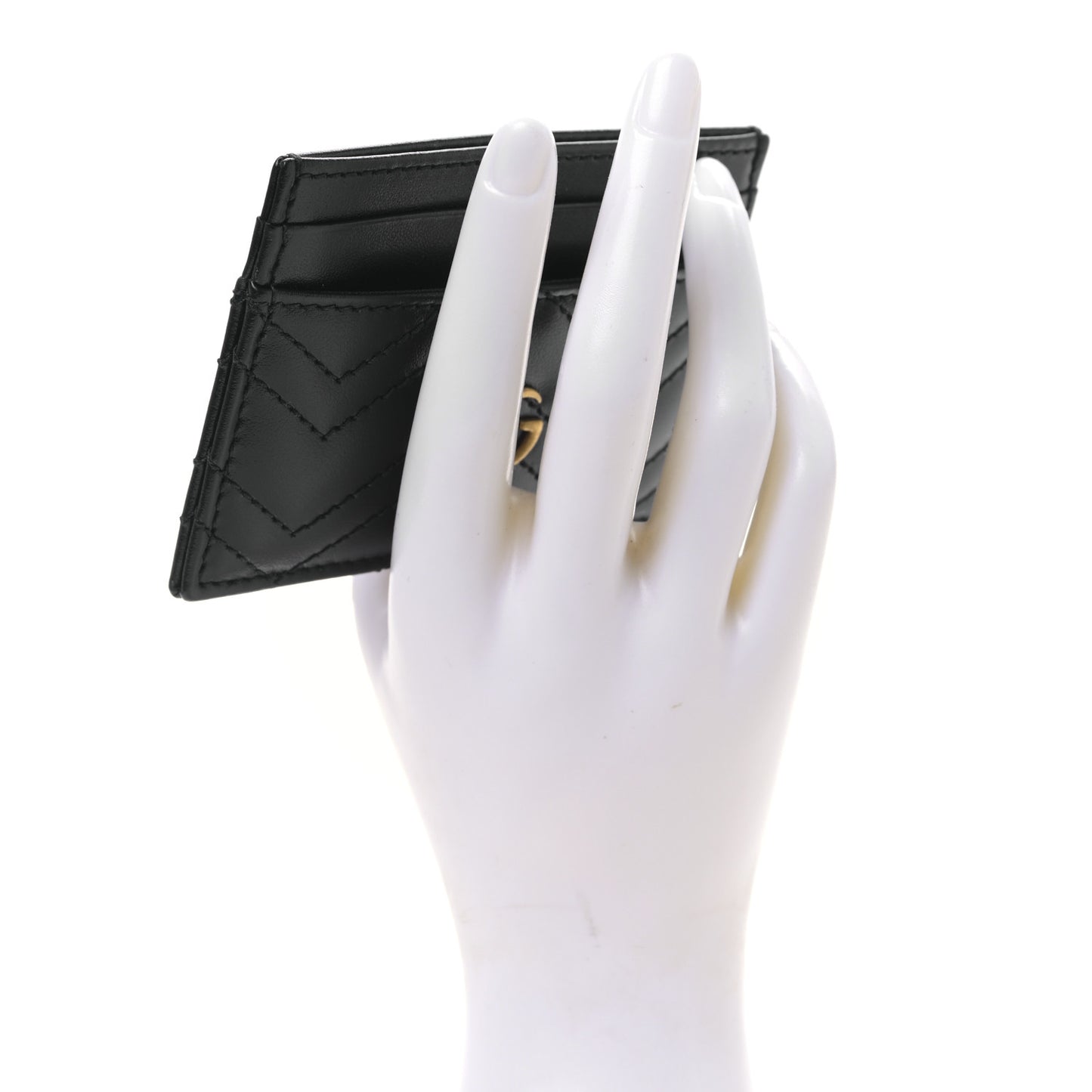 Calfskin Matelasse GG Marmont Card Holder Black