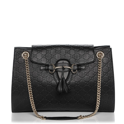 Gucci Guccissima Large Emily Chain Shoulder Bag Black 1 of 6