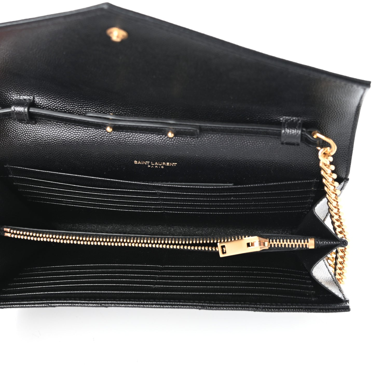Grain De Poudre Matelasse Chevron Monogram Chain Wallet Black