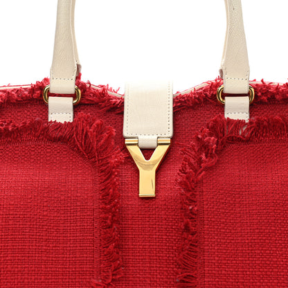 Saint Laurent Linen Sheepskin Large Cabas ChYc Tote Red 8 of 16