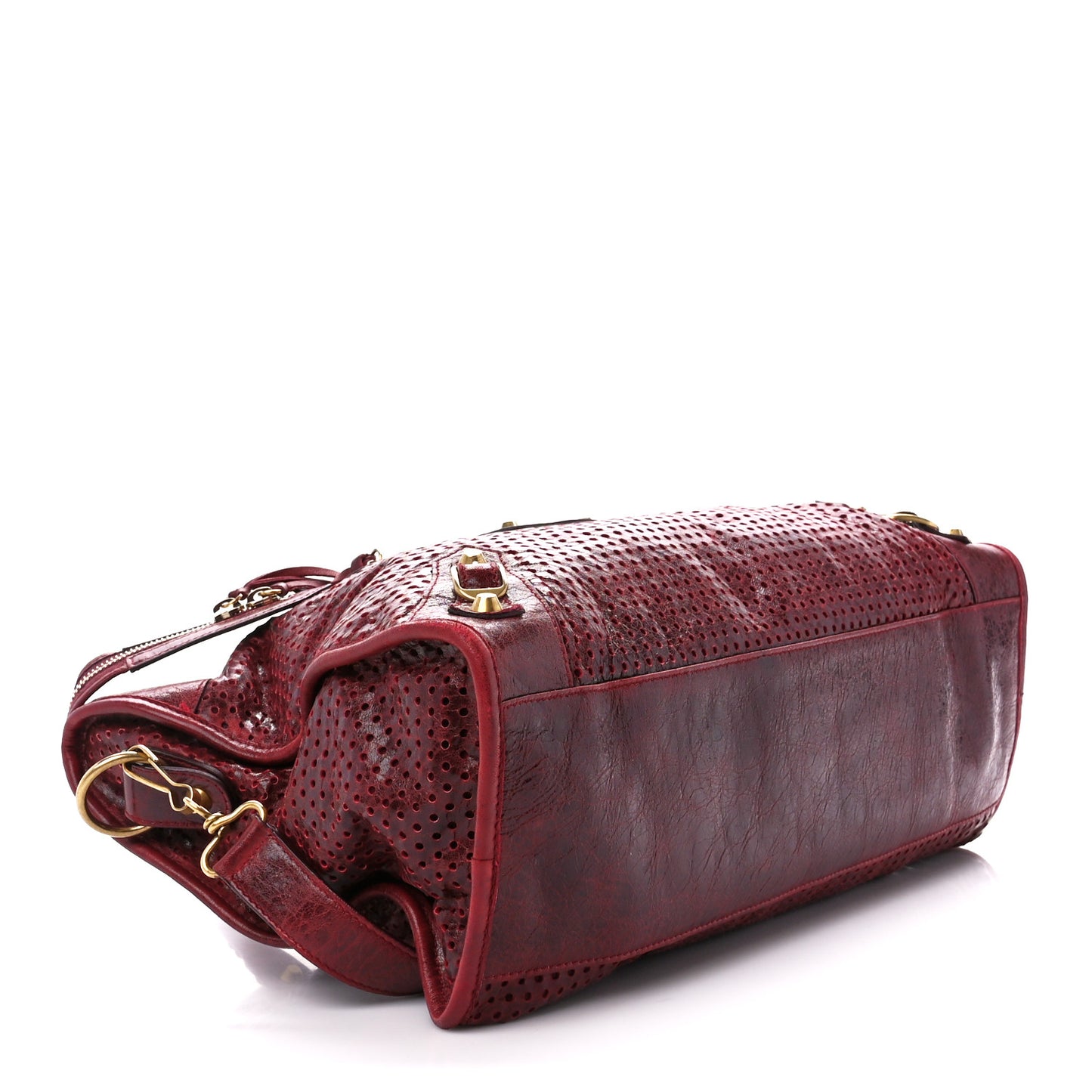 Agneau Laser Cut Cross Classic Gold Hardware City Rouge Lie De Vin