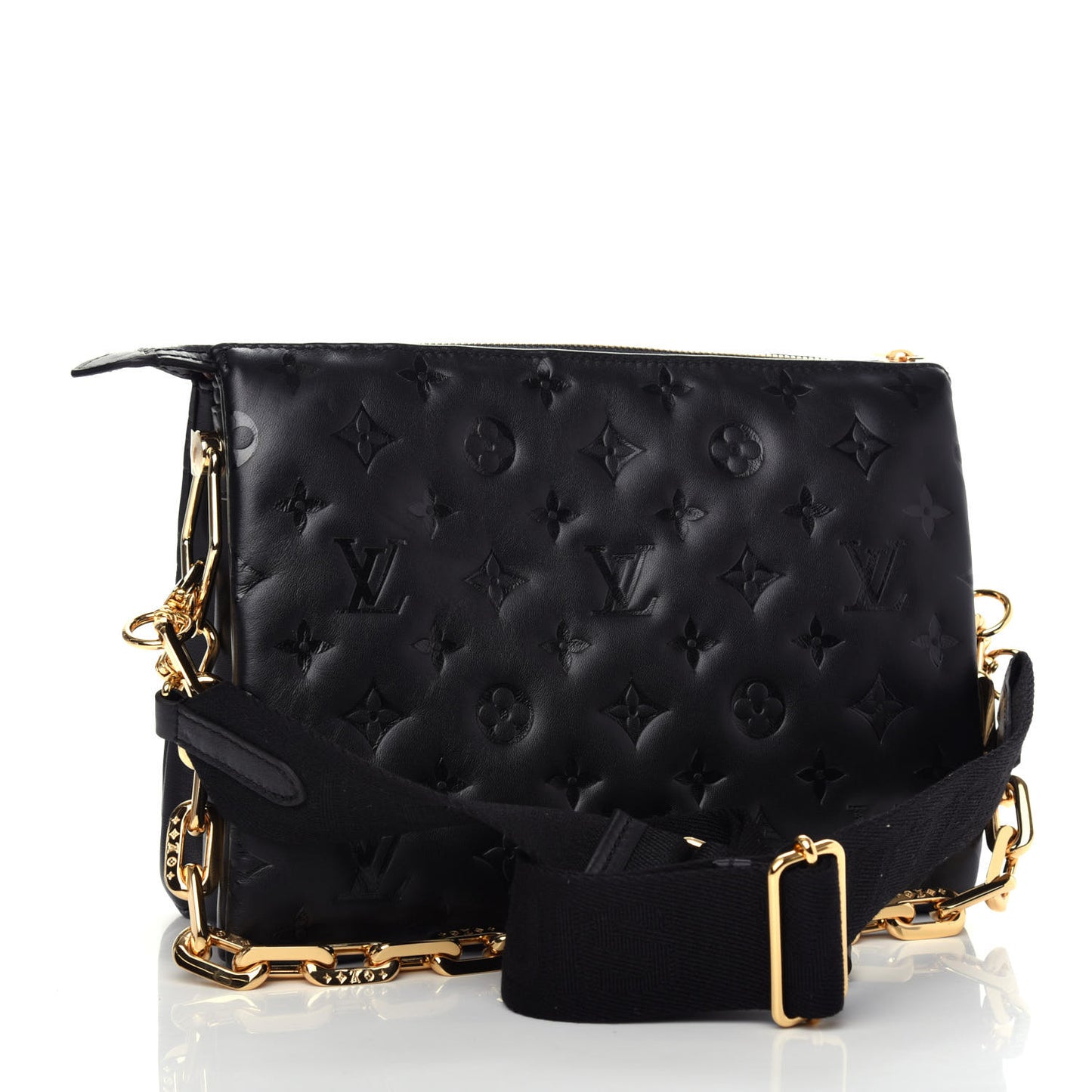 Lambskin Embossed Monogram Coussin PM Black