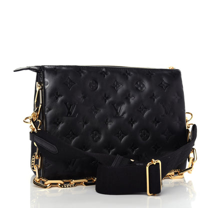 Louis Vuitton Lambskin Embossed Monogram Coussin PM Black 3 of 10