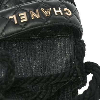 Chanel Cord Lambskin Quilted Logo Sandals 39 Black 9 of 10