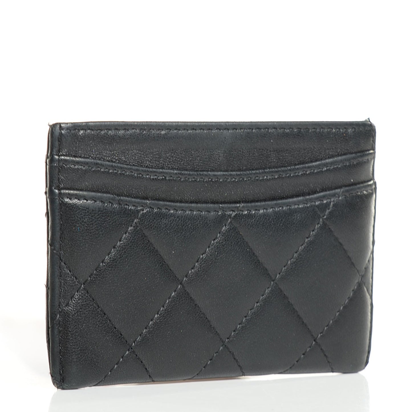 Lambskin Quilted Card Holder Black
