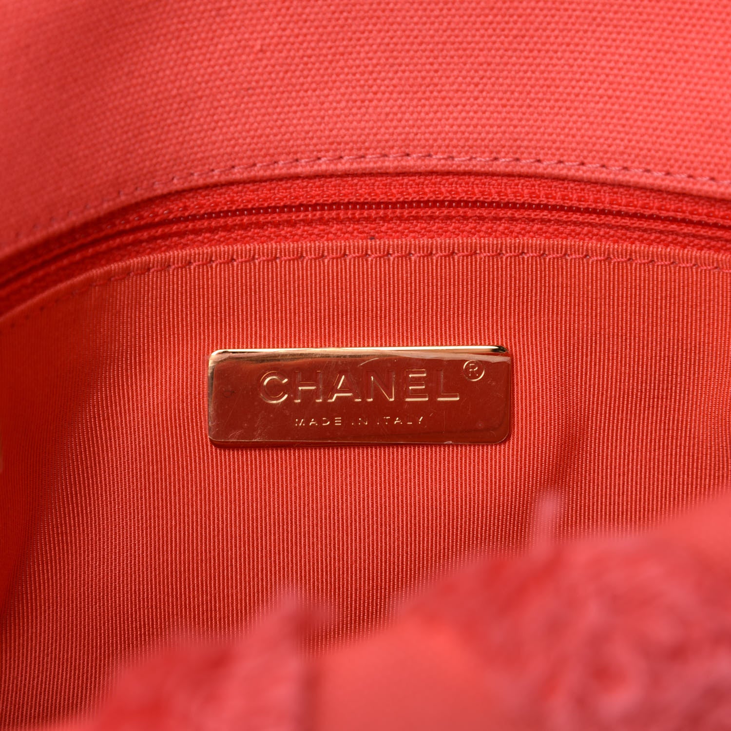 Chanel Cotton Canvas Quilted Medium Chanel 19 Flap Coral 8 of 10