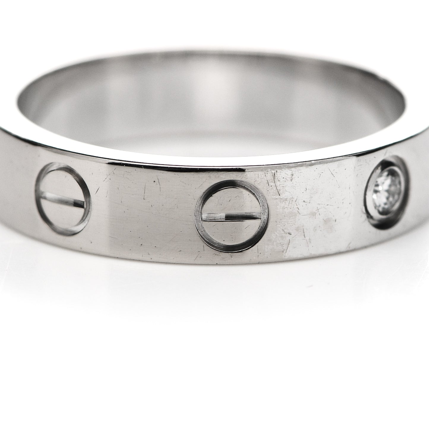 18K White Gold Diamond 4mm LOVE Wedding Band Ring 48 4.5