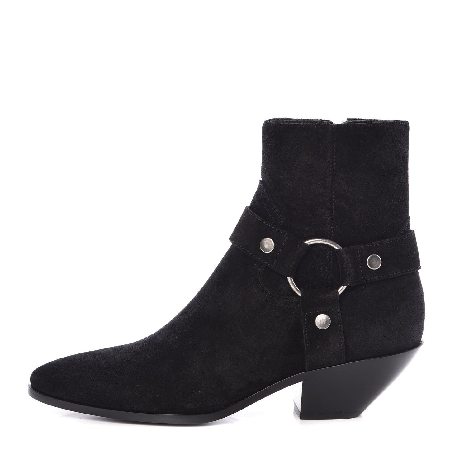 Suede West Harness Ankle Booties 39 Black