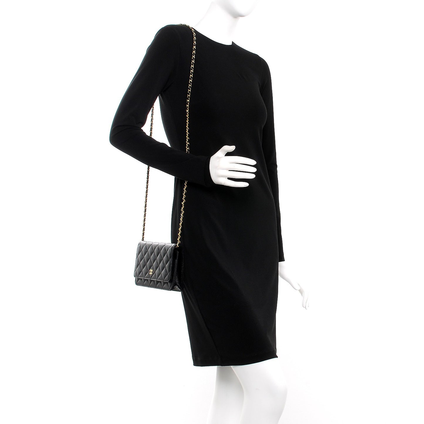 Caviar Quilted Wallet On Chain WOC Black