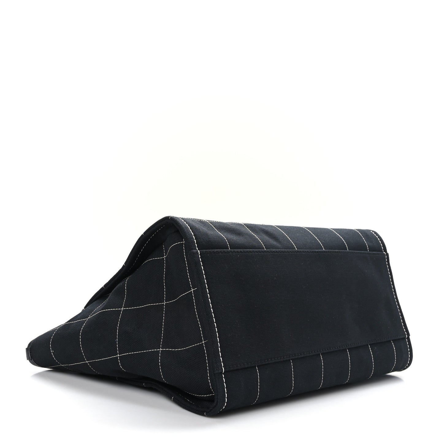 Cotton Medium Deauville Tote Black White