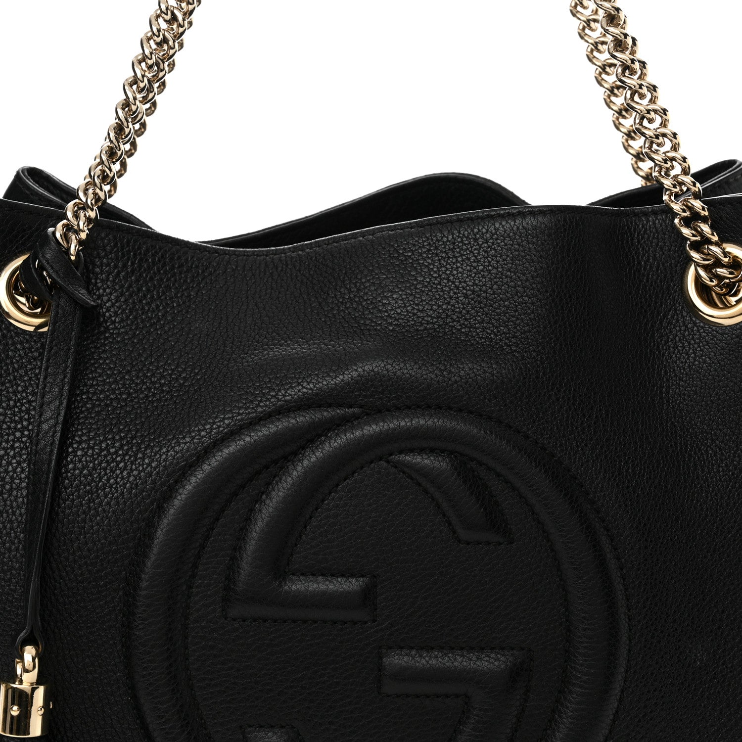 Gucci Pebbled Calfskin Medium Soho Chain Shoulder Bag Black 8 of 14