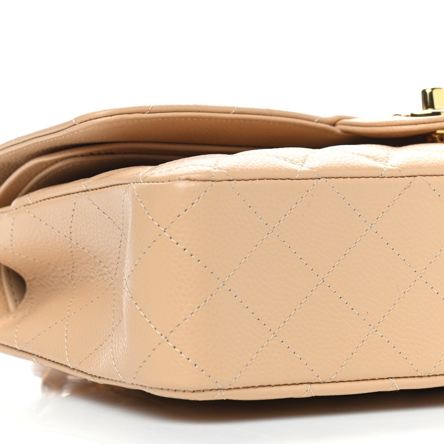 Caviar Quilted Small Double Flap Beige