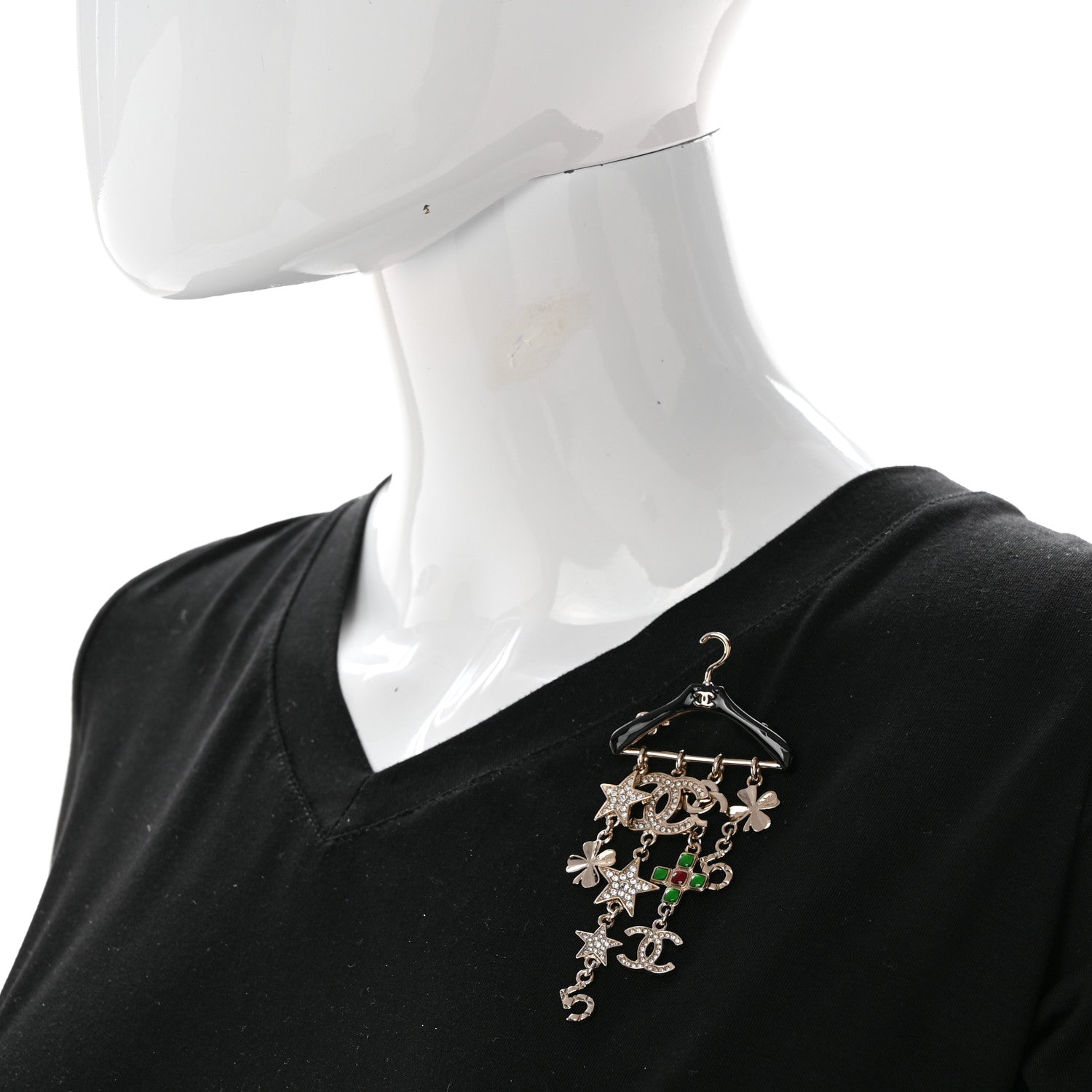 Chanel Crystal Gripoix CC Charms Hanger Brooch Gold 2 of 5