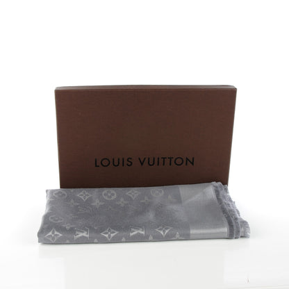 Louis Vuitton Silk Lurex Wool Monogram Shine Shawl Pearl Grey 6 of 8